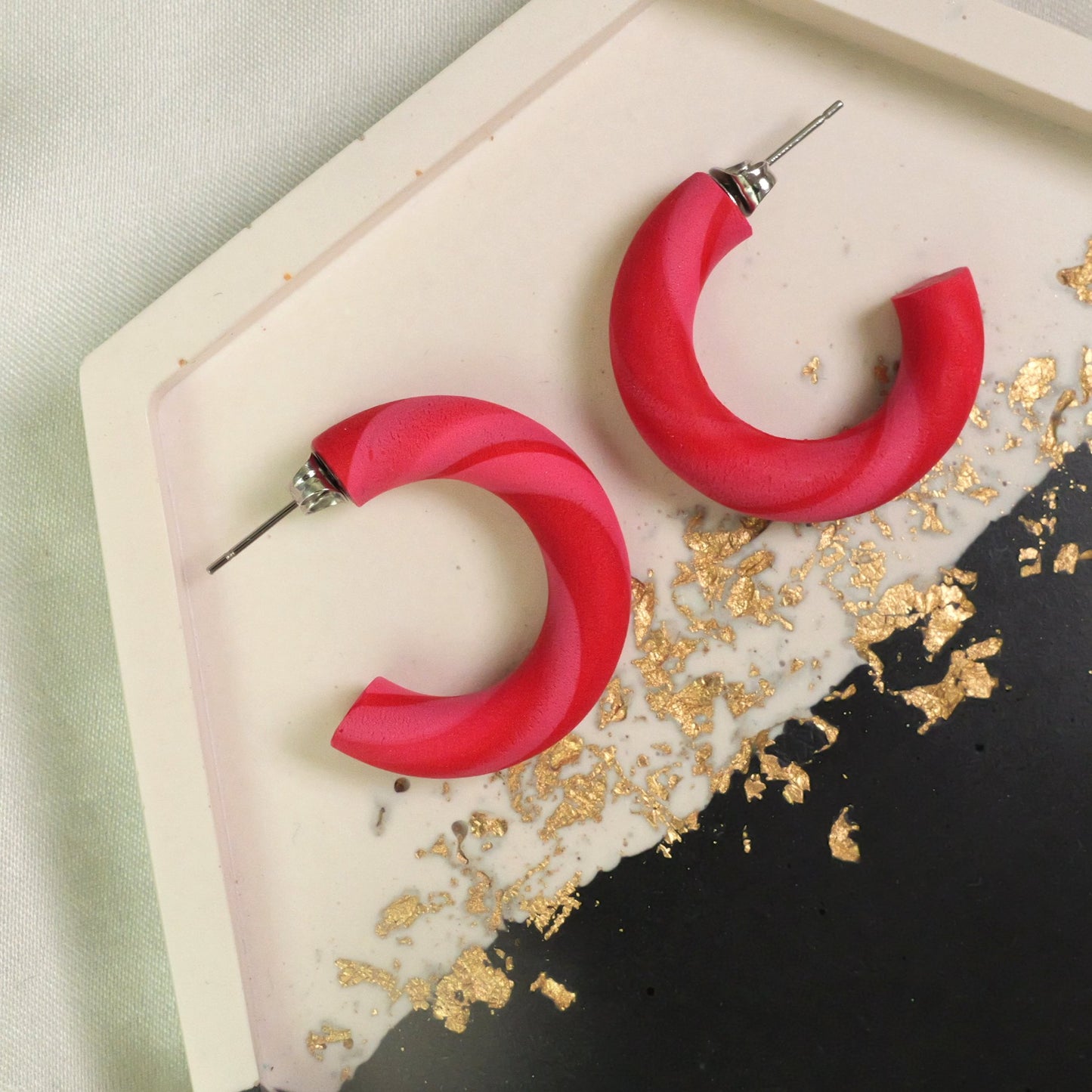 Pink and Red Swirl Hoops