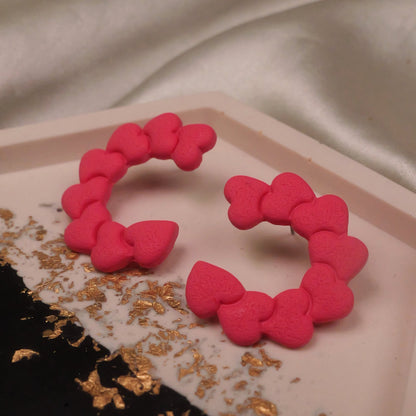 Textured Multi Heart Studs - Pink