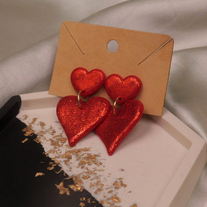 Red Glitter Heart Dangles