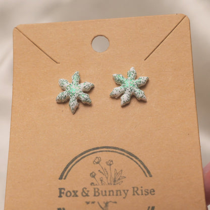 Glitter Snowflakes Studs - Various Colours