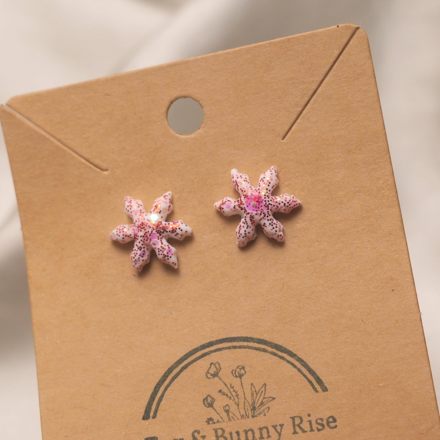 Glitter Snowflakes Studs - Various Colours