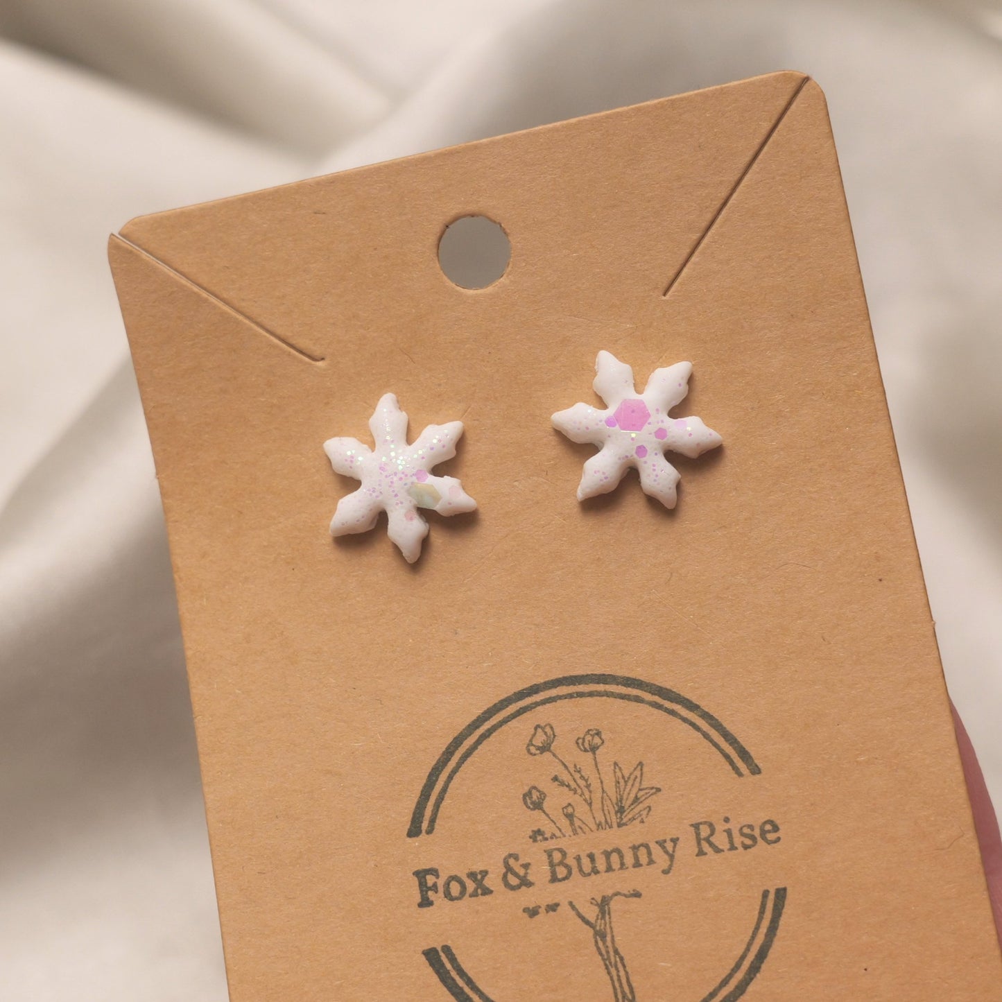 Glitter Snowflakes Studs - Various Colours