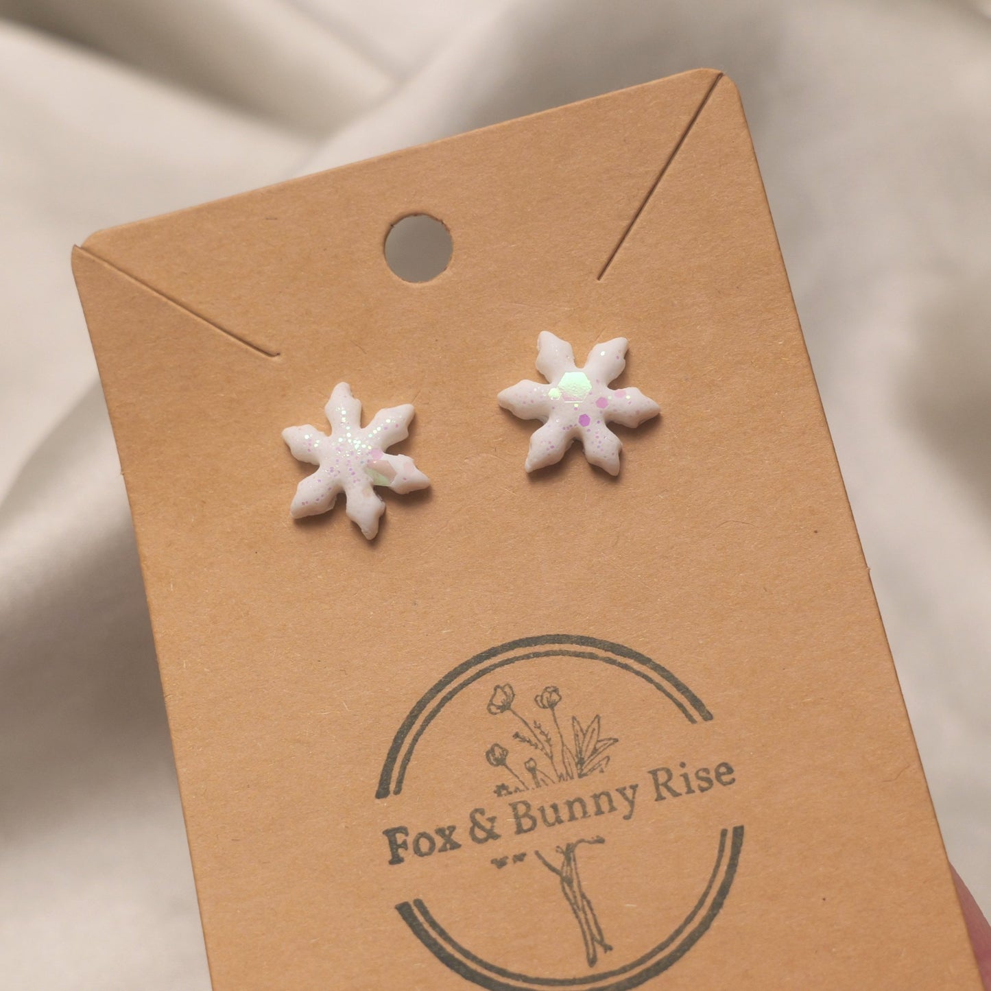 Glitter Snowflakes Studs - Various Colours