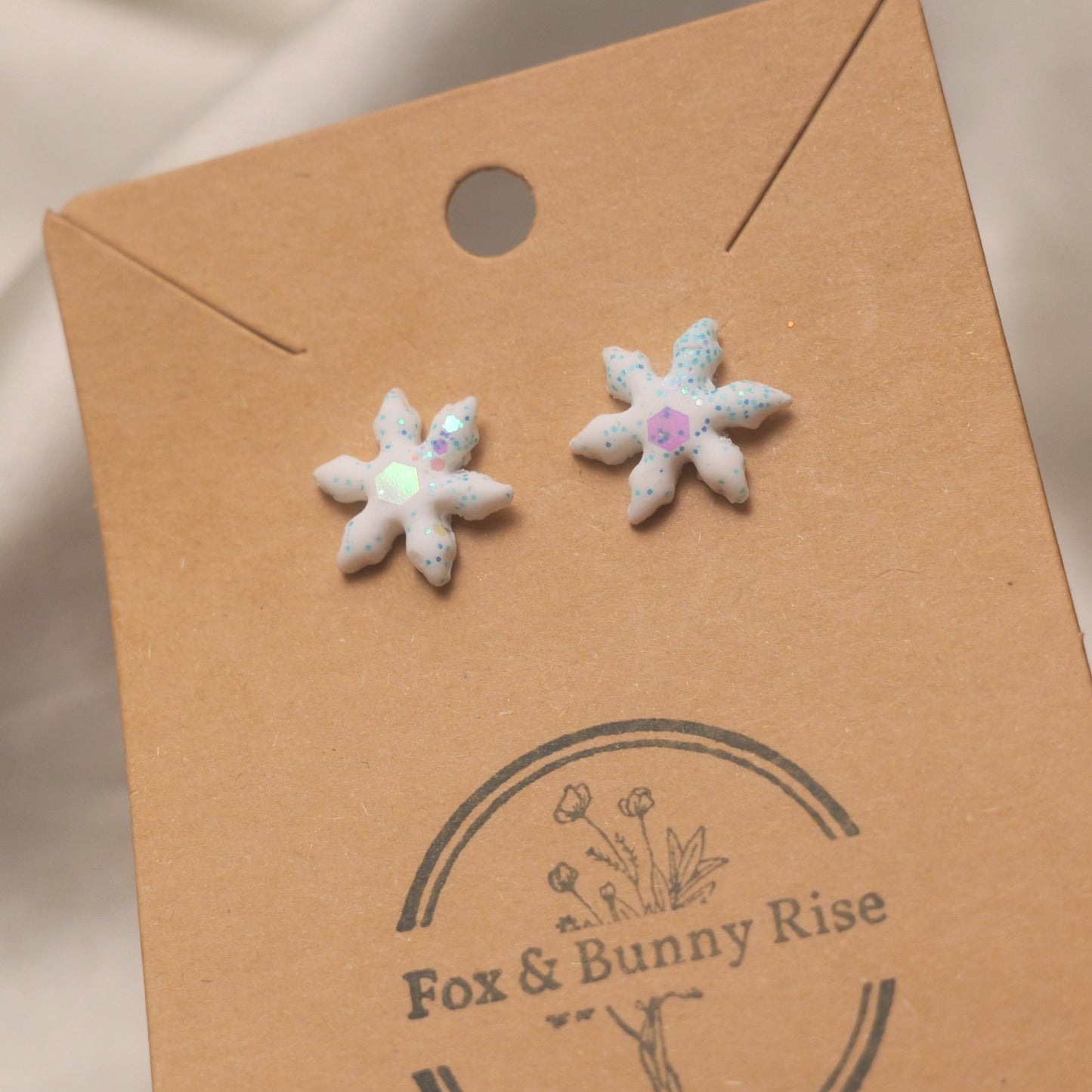 Glitter Snowflakes Studs - Various Colours