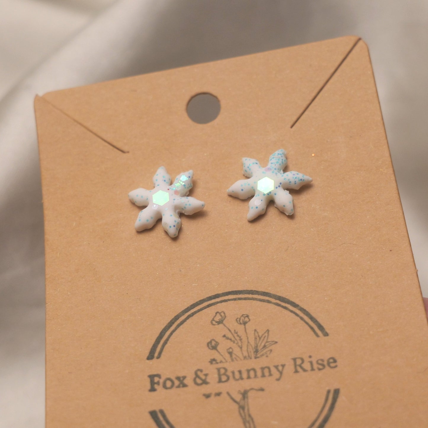 Glitter Snowflakes Studs - Various Colours