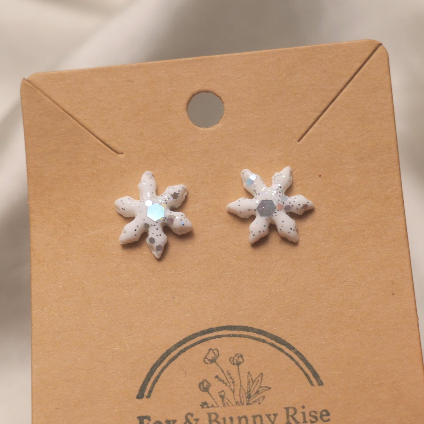 Glitter Snowflakes Studs - Various Colours