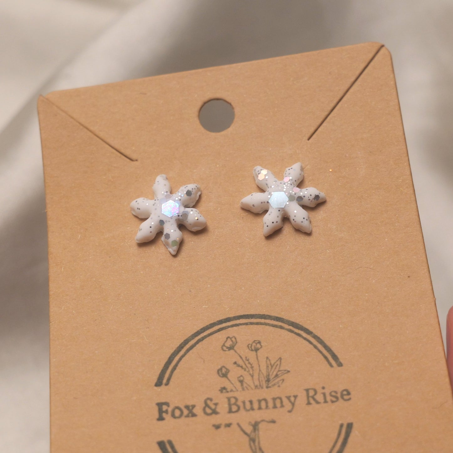 Glitter Snowflakes Studs - Various Colours