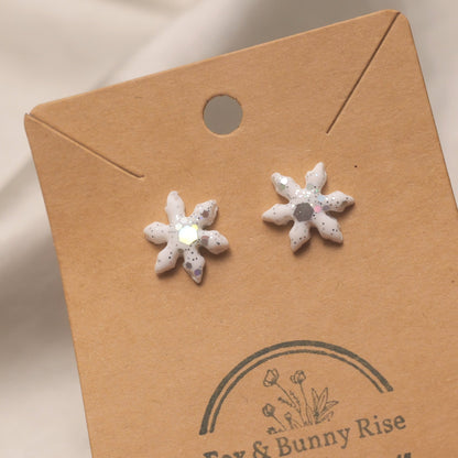 Glitter Snowflakes Studs - Various Colours