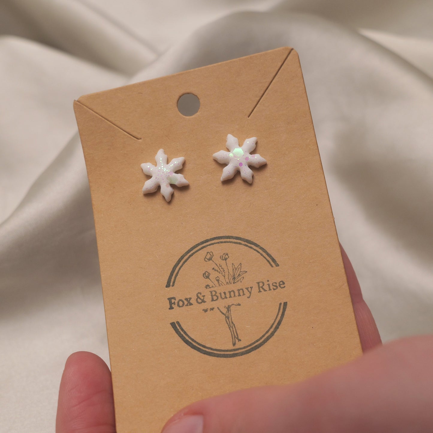 Glitter Snowflakes Studs - Various Colours