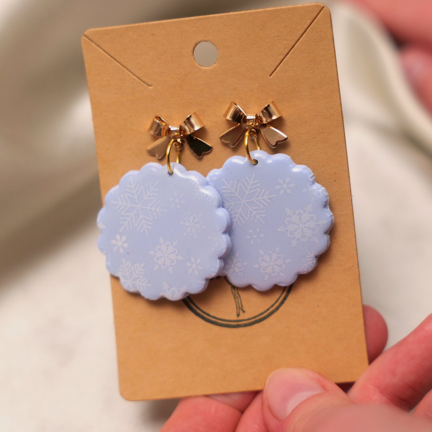 Baby Blue Snowflake Dangles with Bows