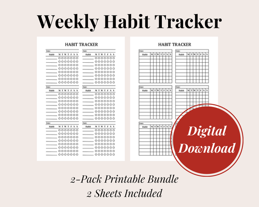 Multi Minimalistic Habit Tracker, Digital Download, 2 Sheets