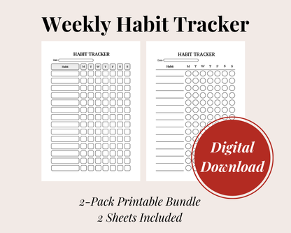 Minimalistic Habit Tracker, Digital Download, 2 Sheets