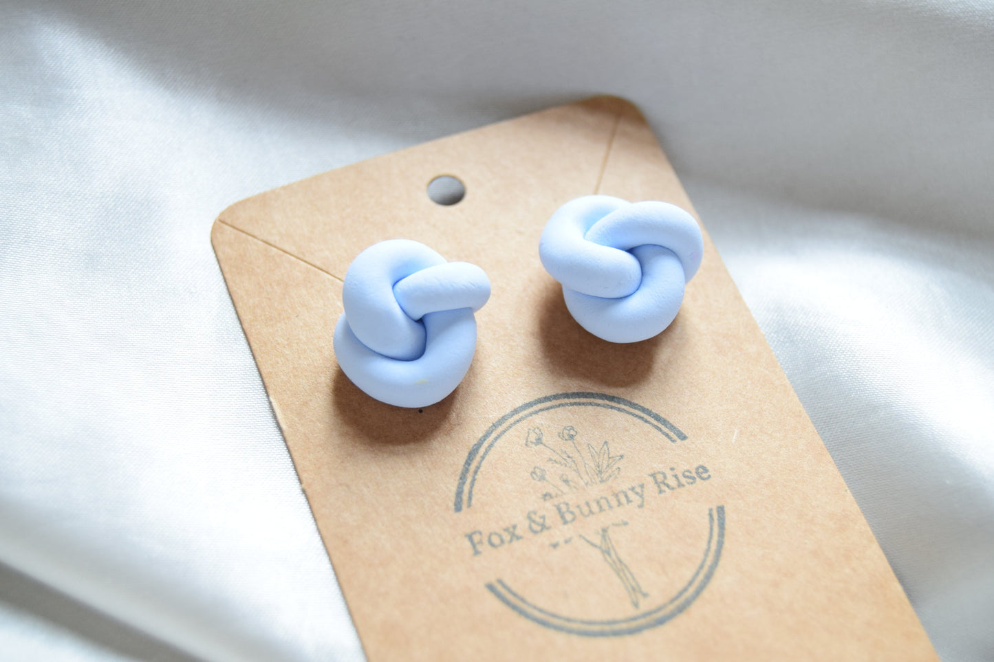 Polymer Clay Pastel Blue Chunky Knot Studs