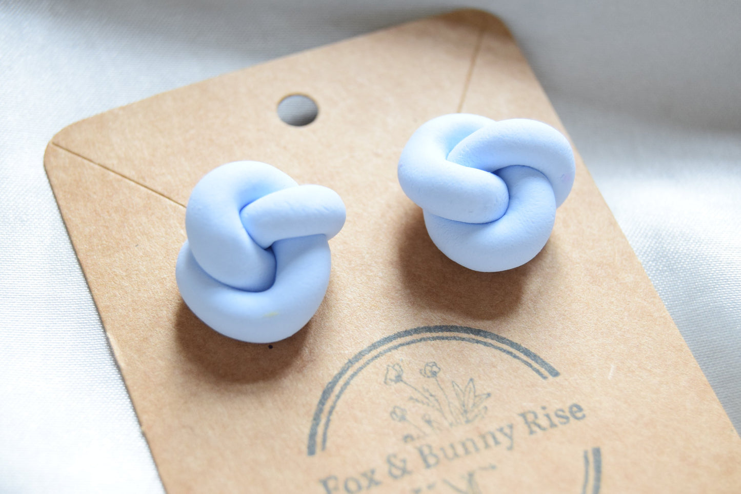 Polymer Clay Pastel Blue Chunky Knot Studs