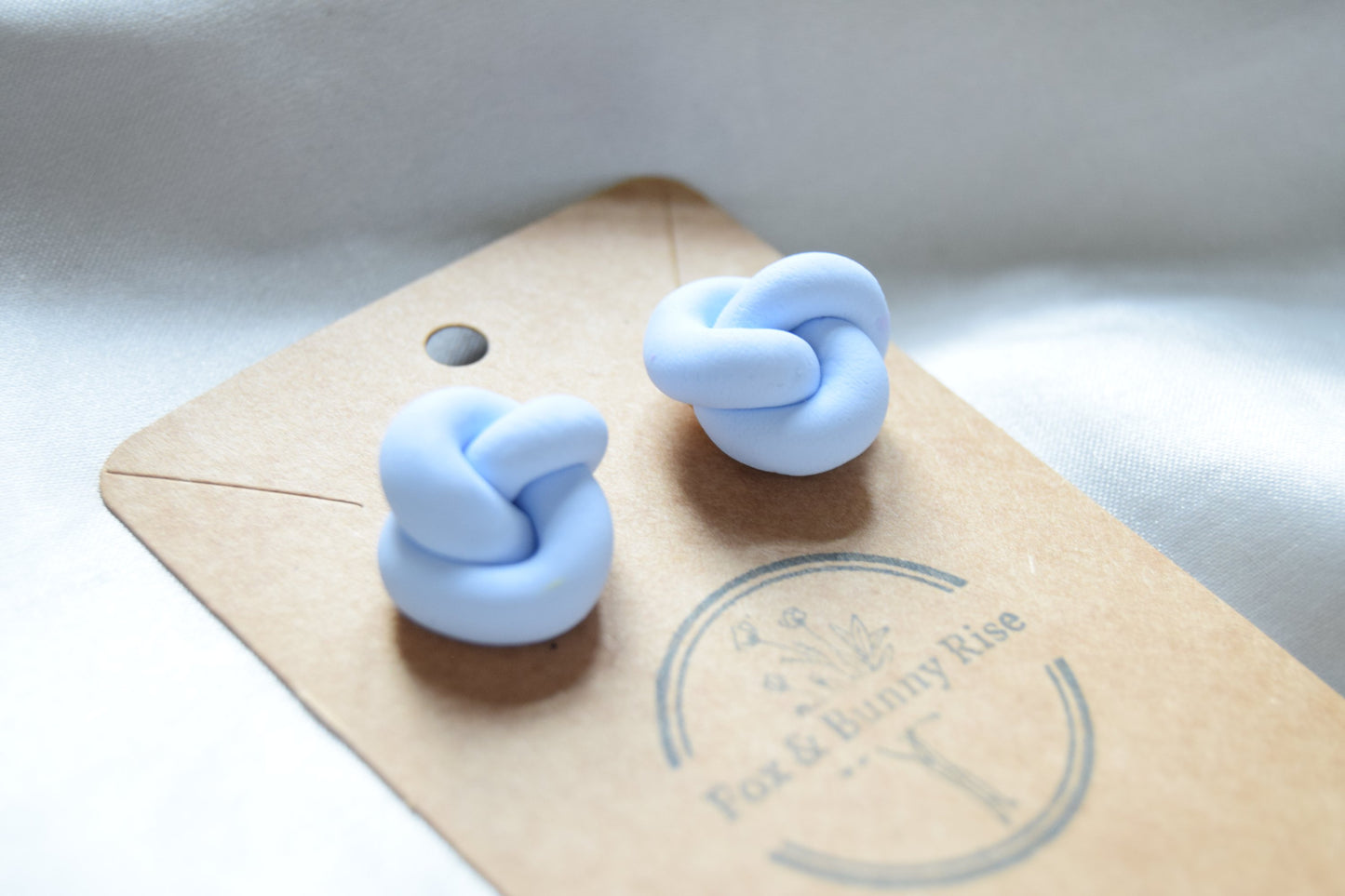 Polymer Clay Pastel Blue Chunky Knot Studs