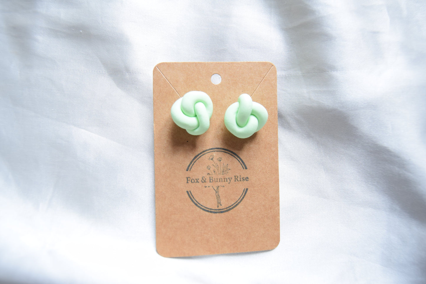 Polymer Clay Pastel Green Chunky Knot Studs