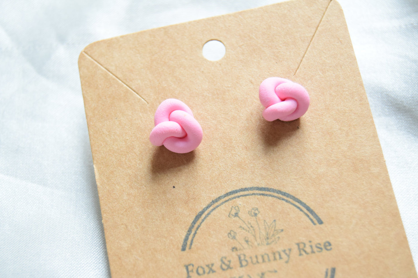 Polymer Clay Pastel Pink Knot Studs