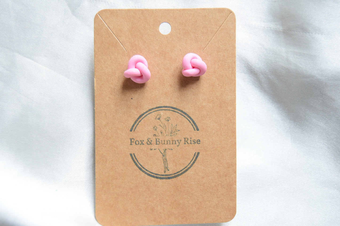 Polymer Clay Pastel Pink Knot Studs