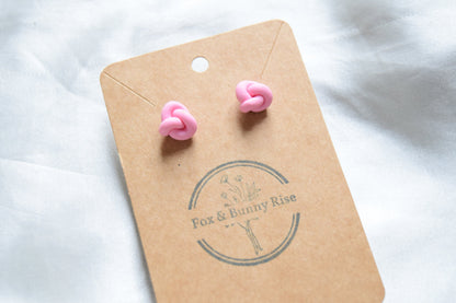 Polymer Clay Pastel Pink Knot Studs