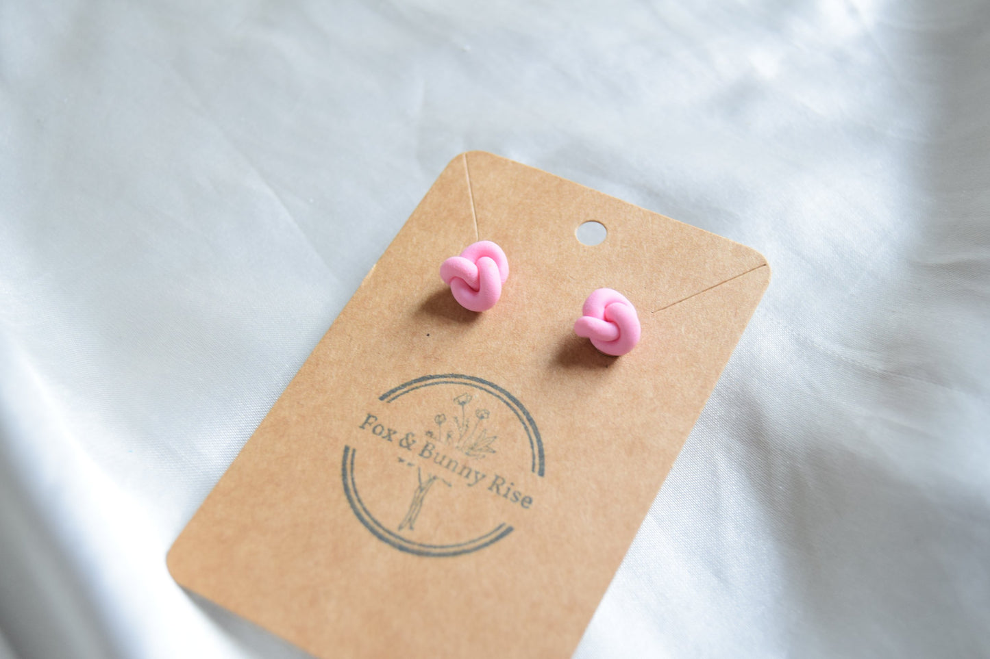 Polymer Clay Pastel Pink Knot Studs