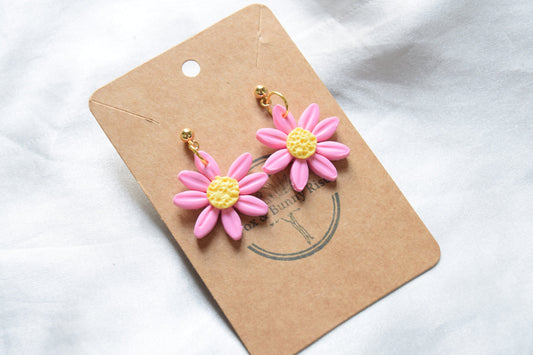Polymer Clay Pastel Pink Daisy Dangles