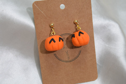 Spooky Pumpkin Polymer Clay Earrings